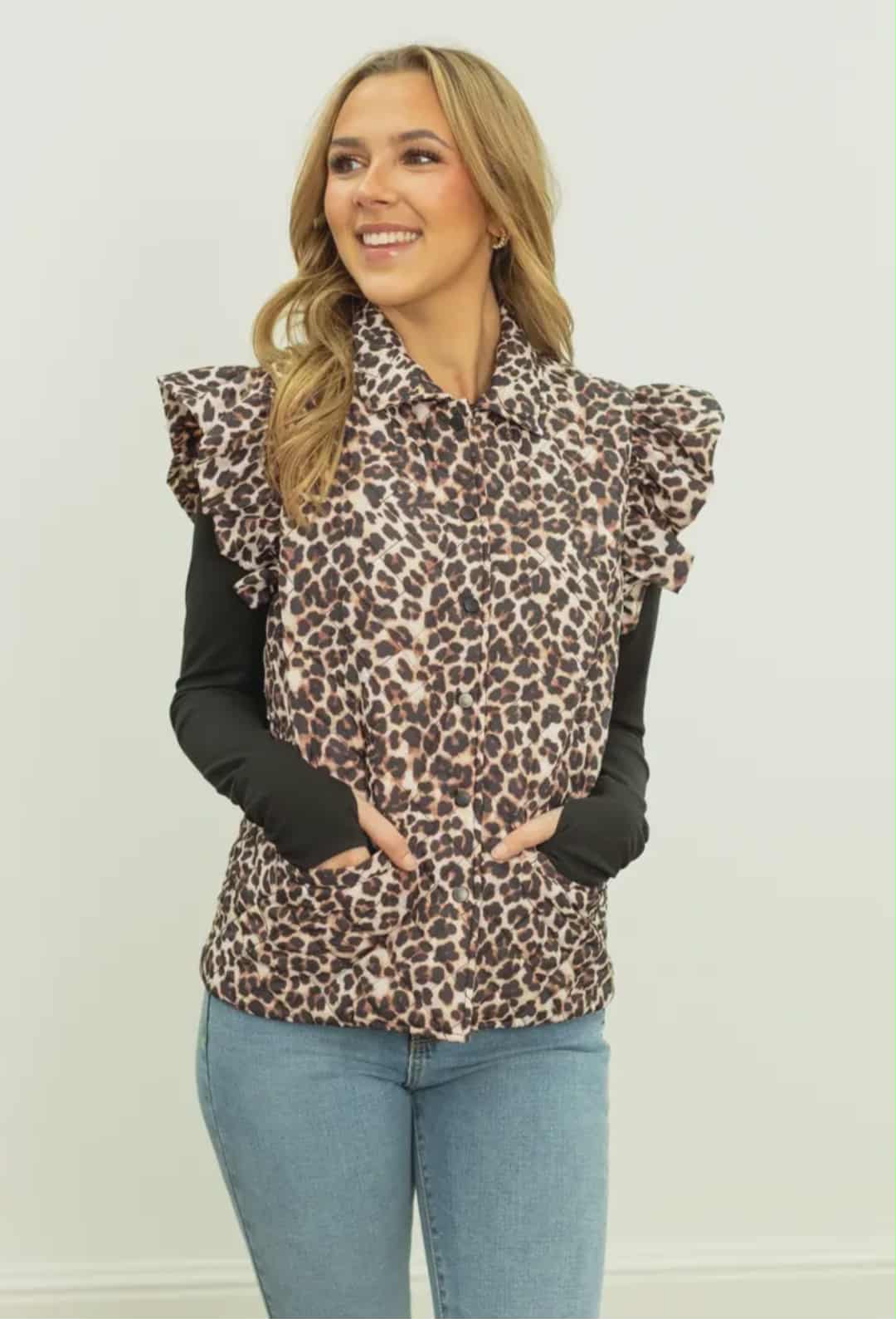 Quilted Leopard Puffer Vest