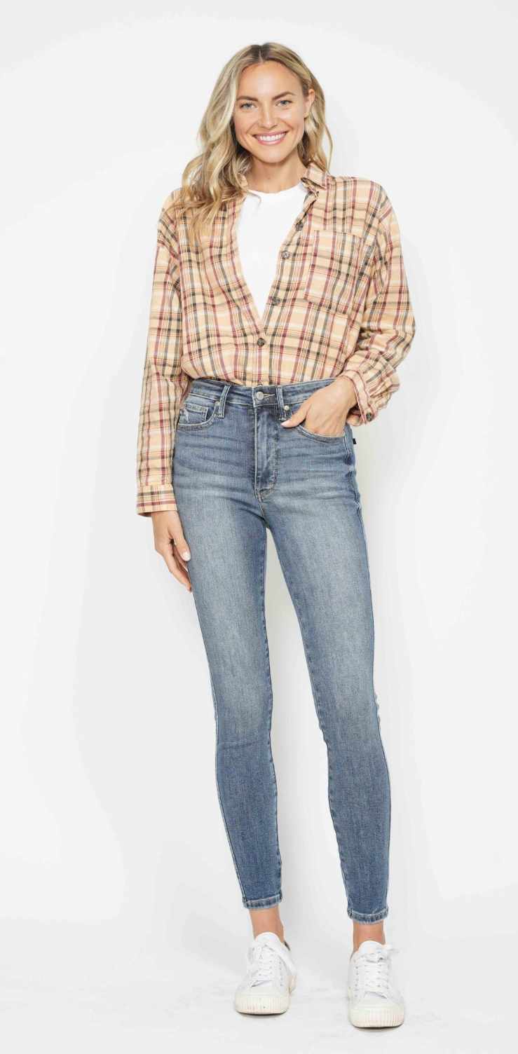 Judy Blue High Waist Tummy Control Contrast Wash Skinny