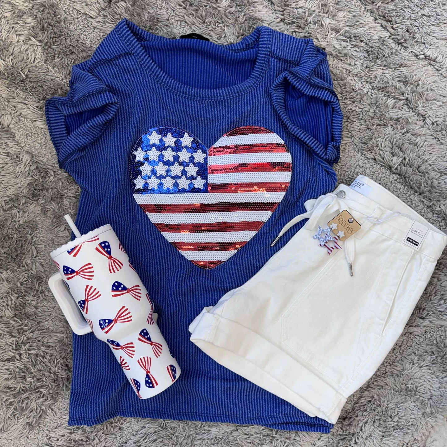 Sequin Heart Ribbed Tshirt