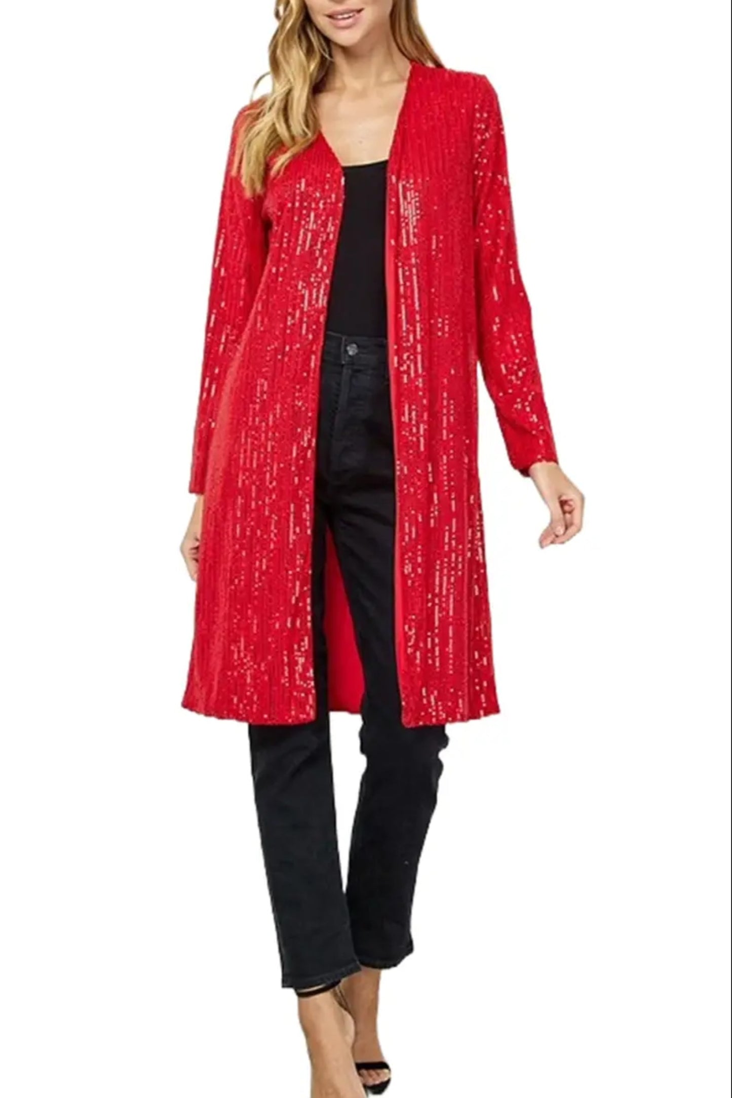 All Over Red Sequin Cardigan