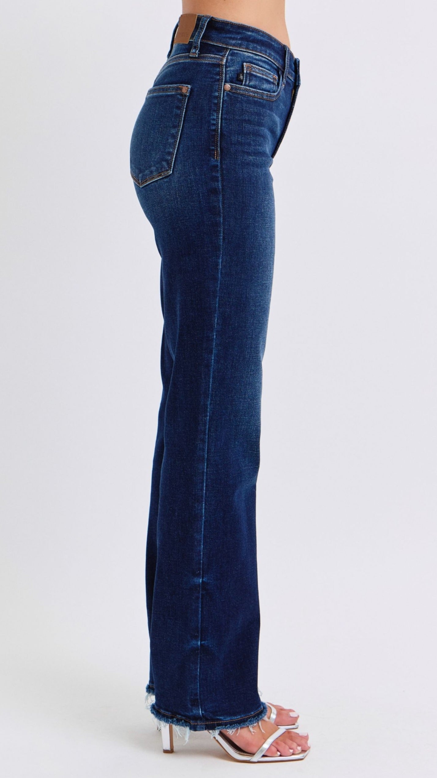 Judy Blue Mid Rise Straight Leg Fray Hem