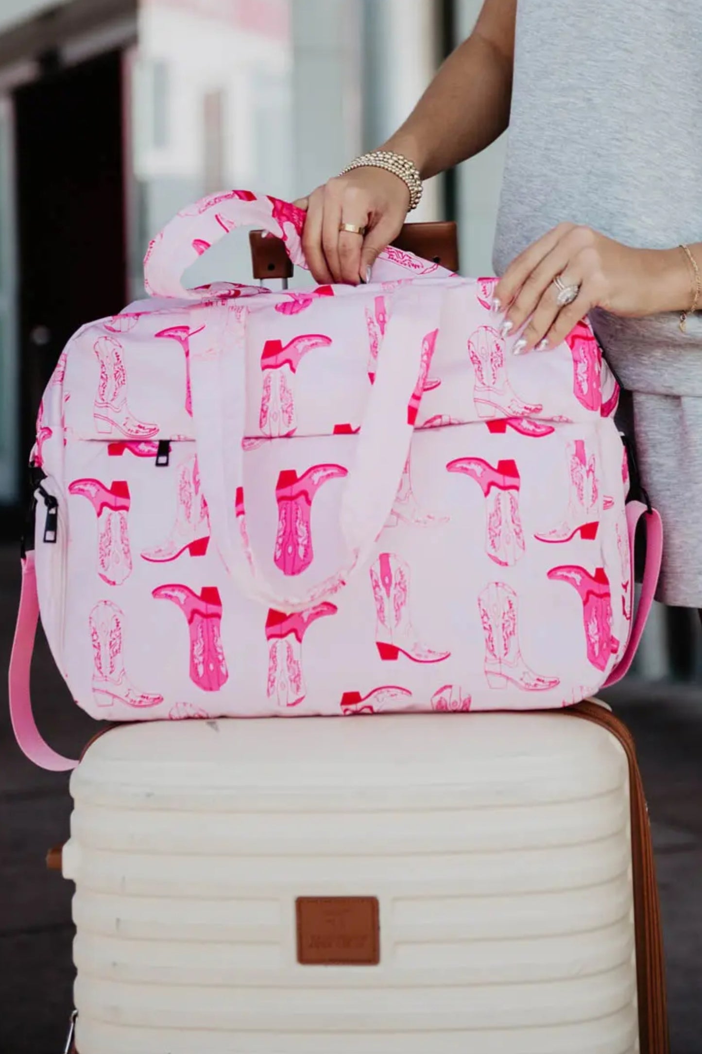 Light Pink Western Boots Weekender Bag