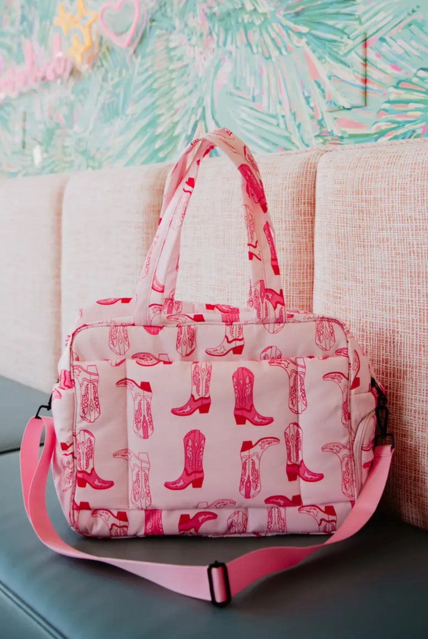 Light Pink Western Boots Weekender Bag