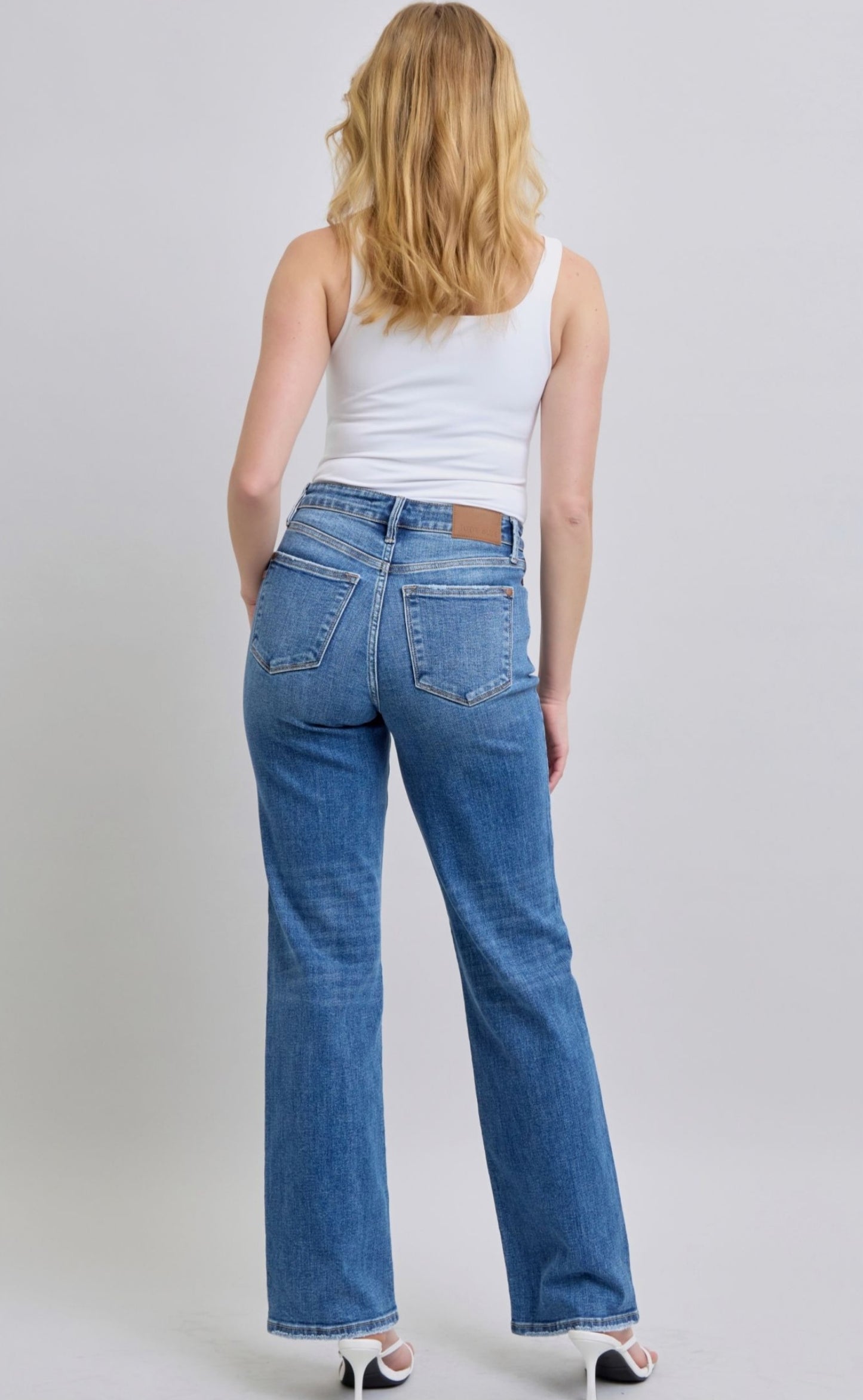 High Waist V Front Vintage Wash Straight Fit