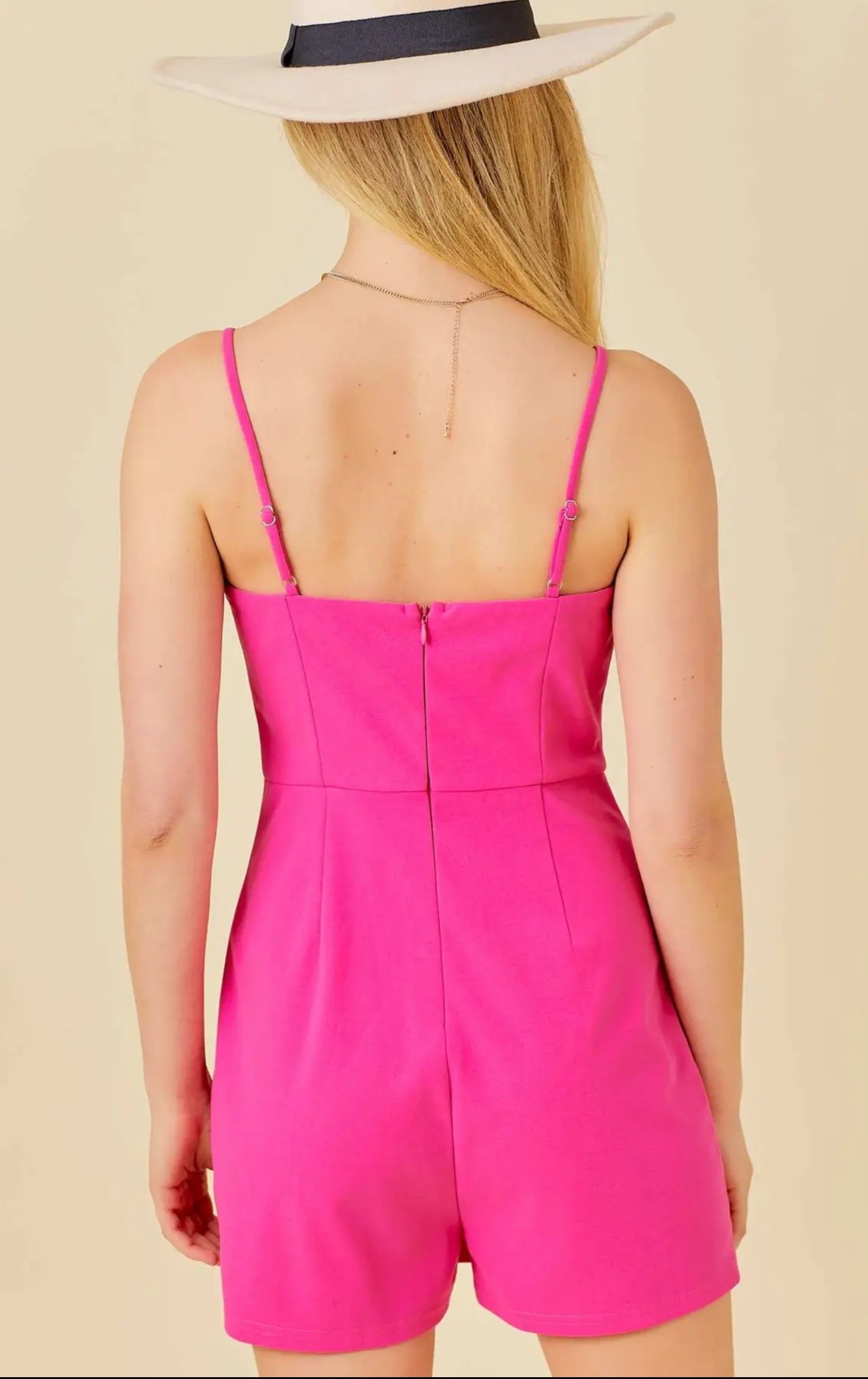 Bow Trim Solid Romper
