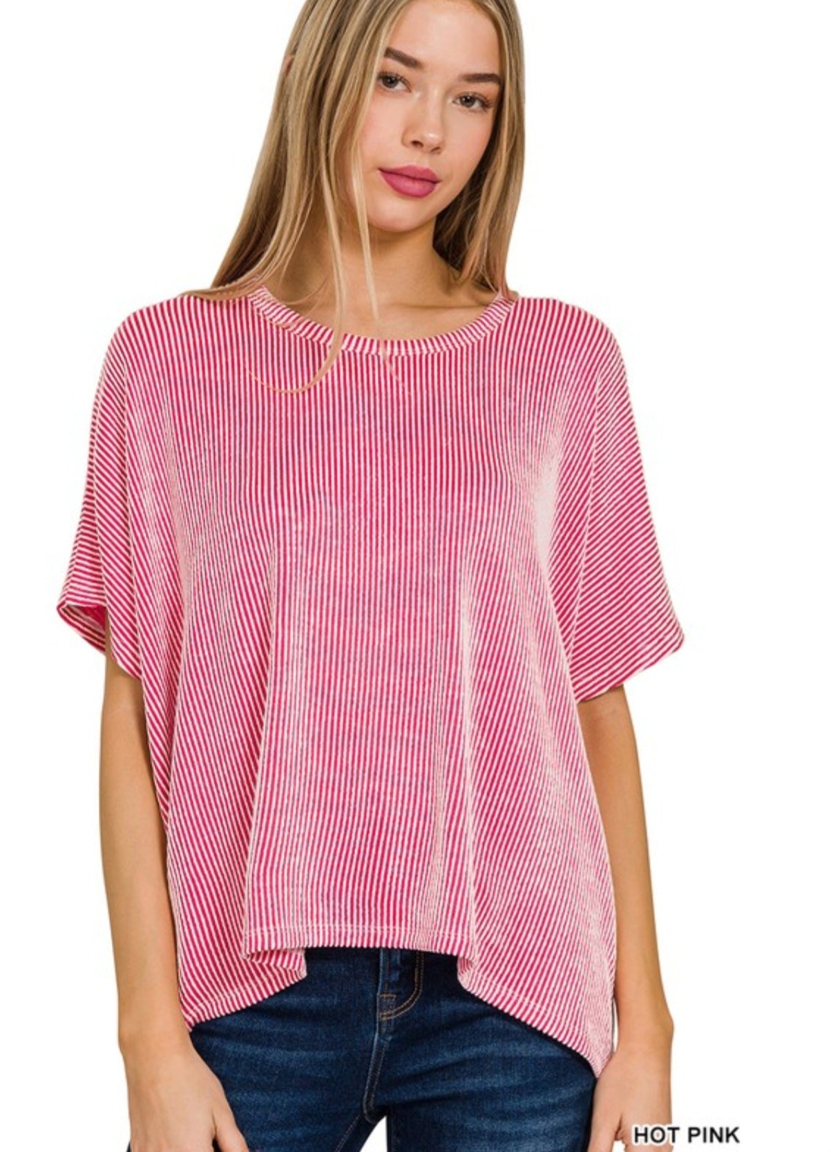 Striped Oversized Ribbed Tee