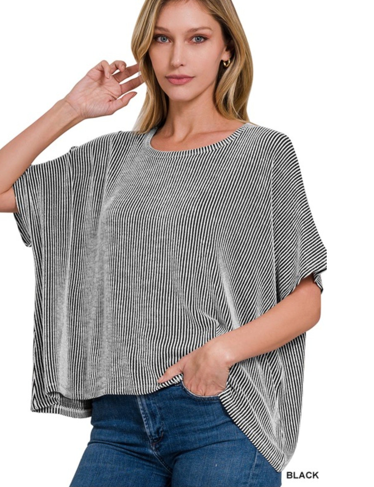 Striped Oversized Ribbed Tee