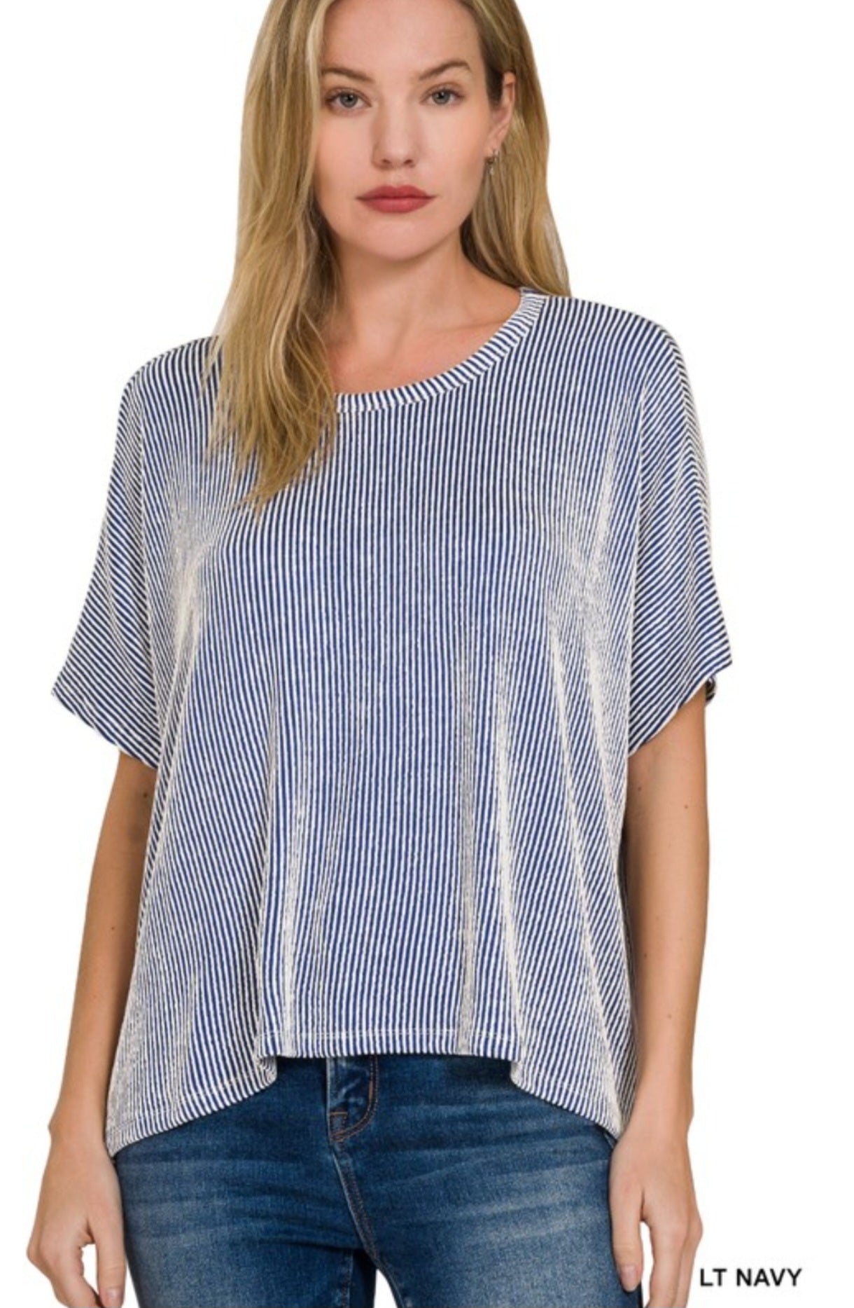 Striped Oversized Ribbed Tee
