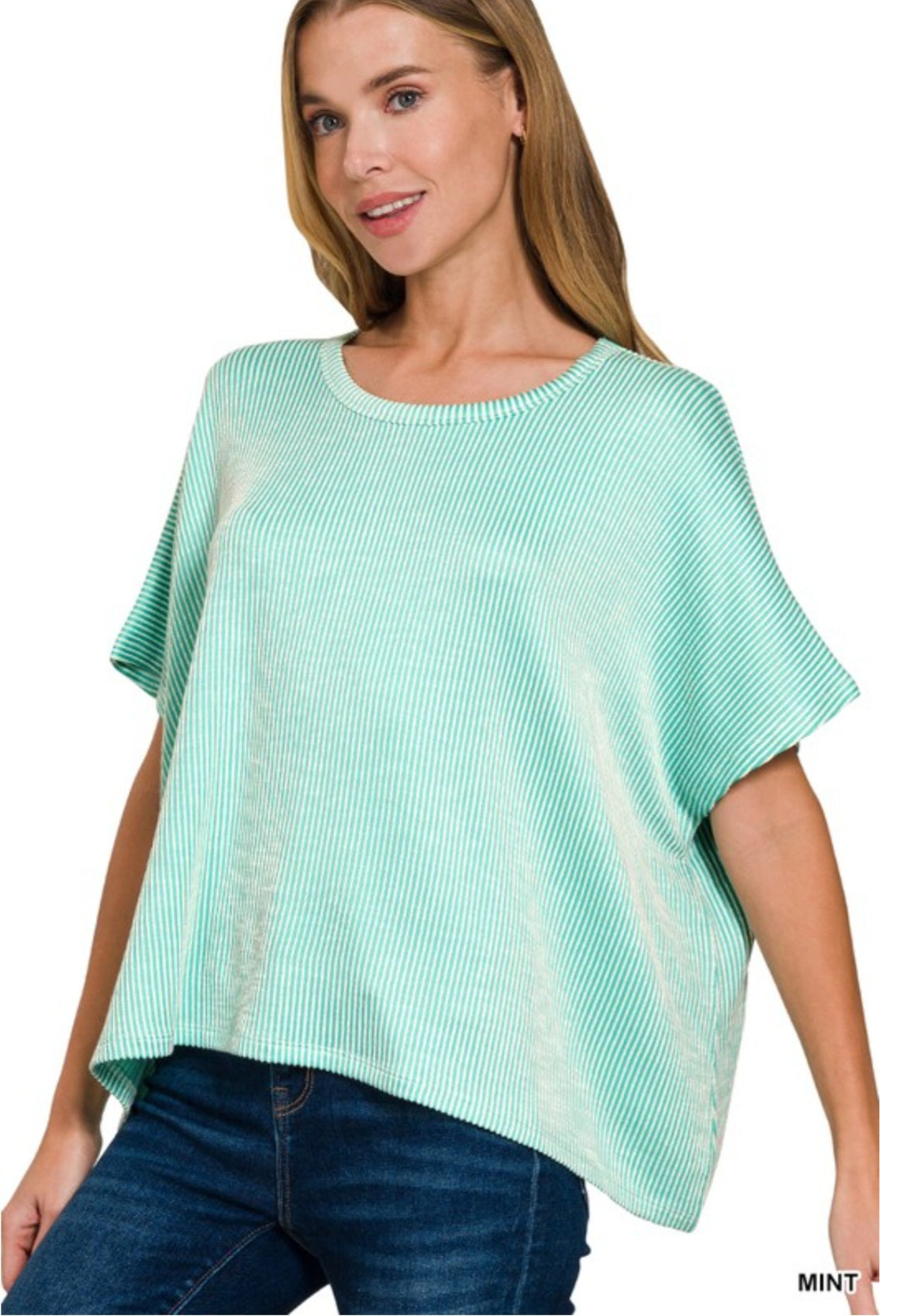Striped Oversized Ribbed Tee