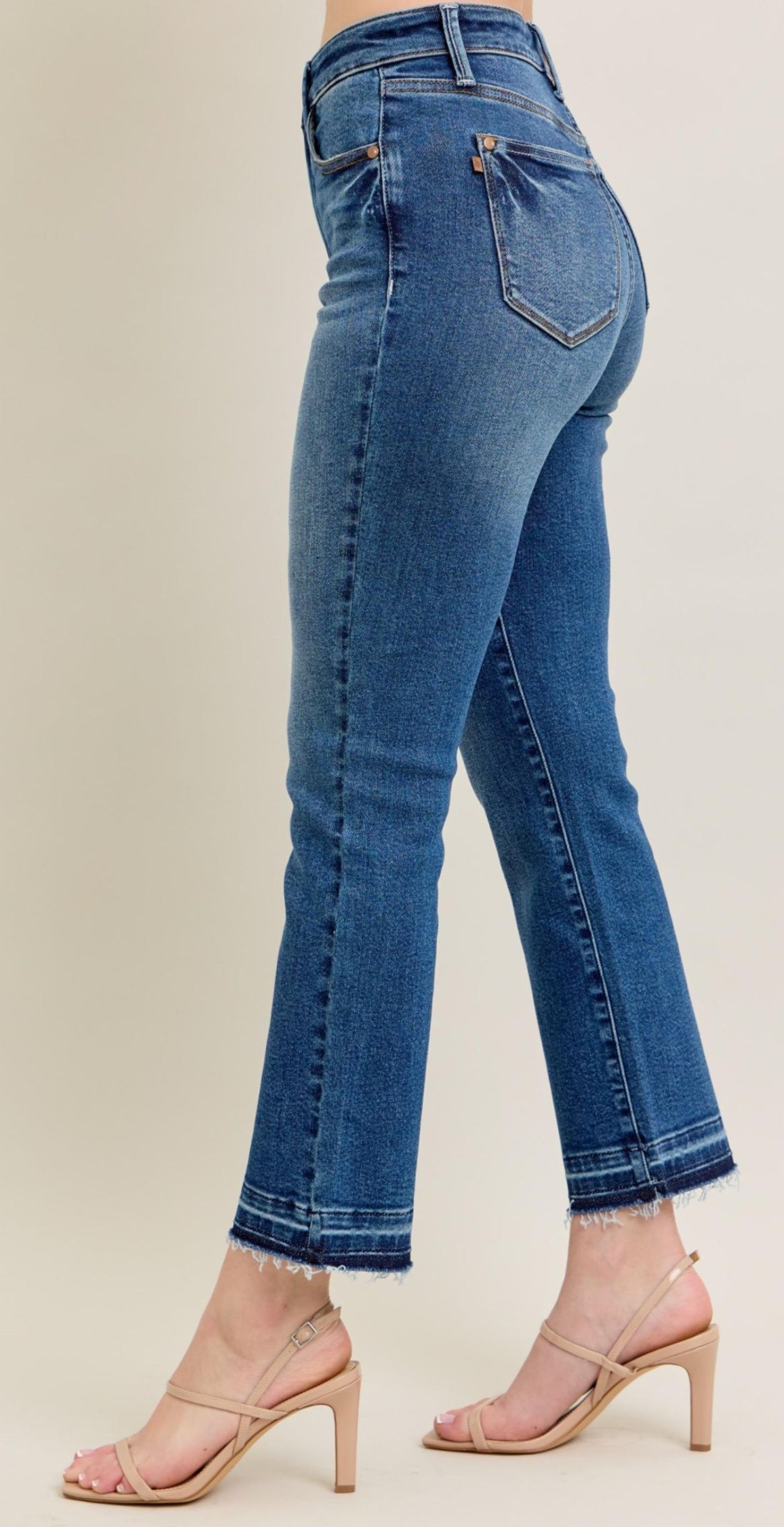 Judy Blue HW Vintage Wash Release Hem Kick Flare
