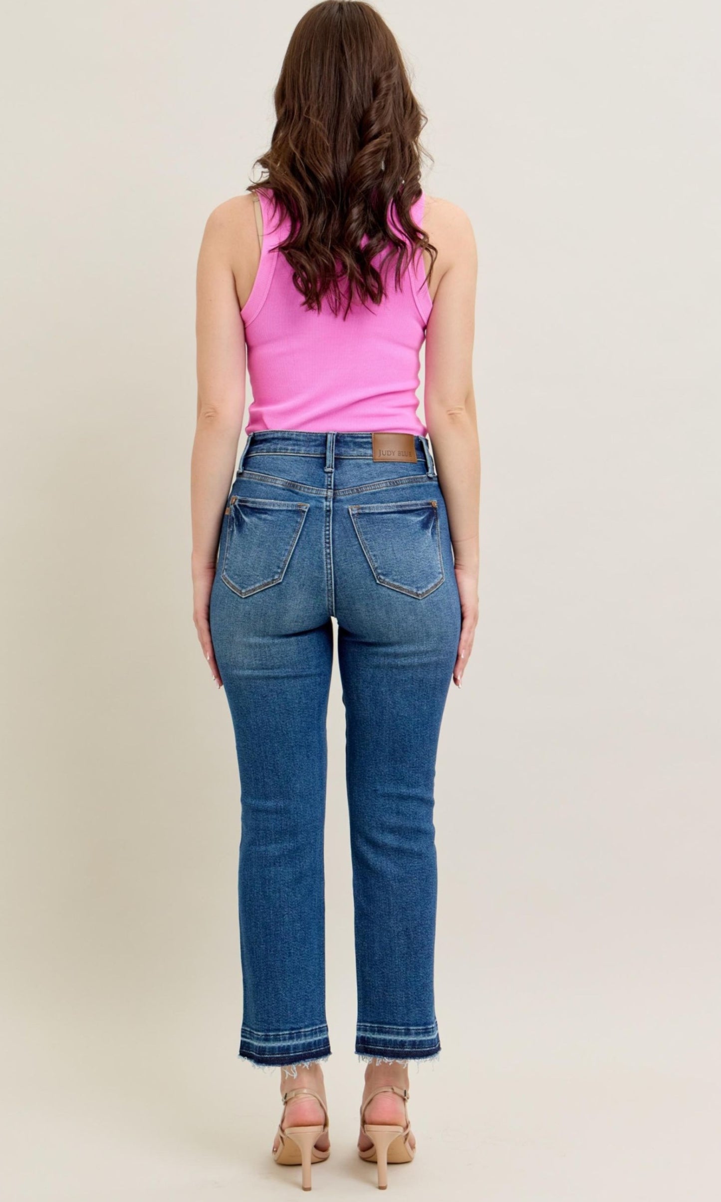 Judy Blue HW Vintage Wash Release Hem Kick Flare