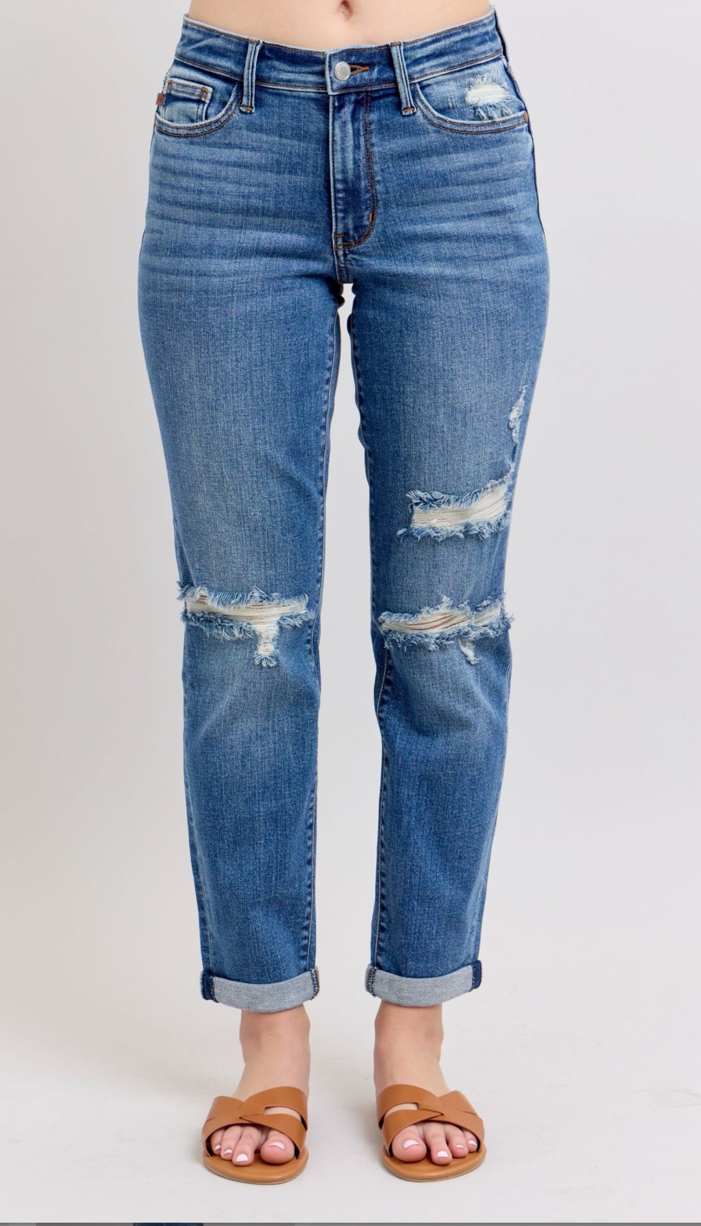 Judy Blues MR Vintage Wash Boyfriend Fit w/Destroy
