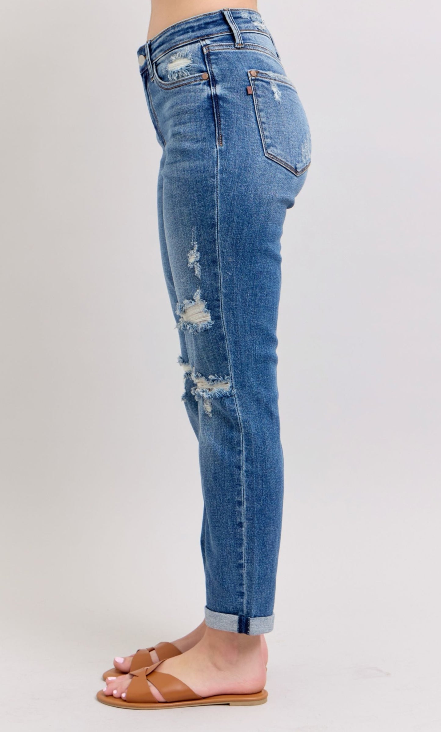 Judy Blues MR Vintage Wash Boyfriend Fit w/Destroy