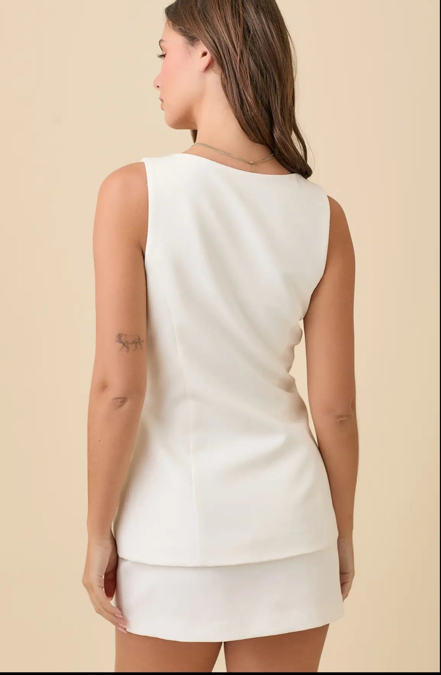 Square Neck Button Down Sleeveless Blazer Romper