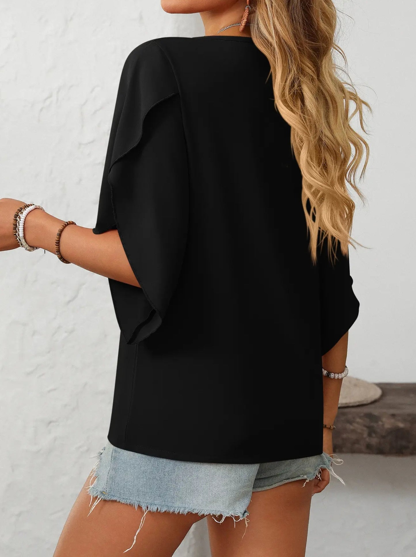 Flowy Cape Sleeve Blouse