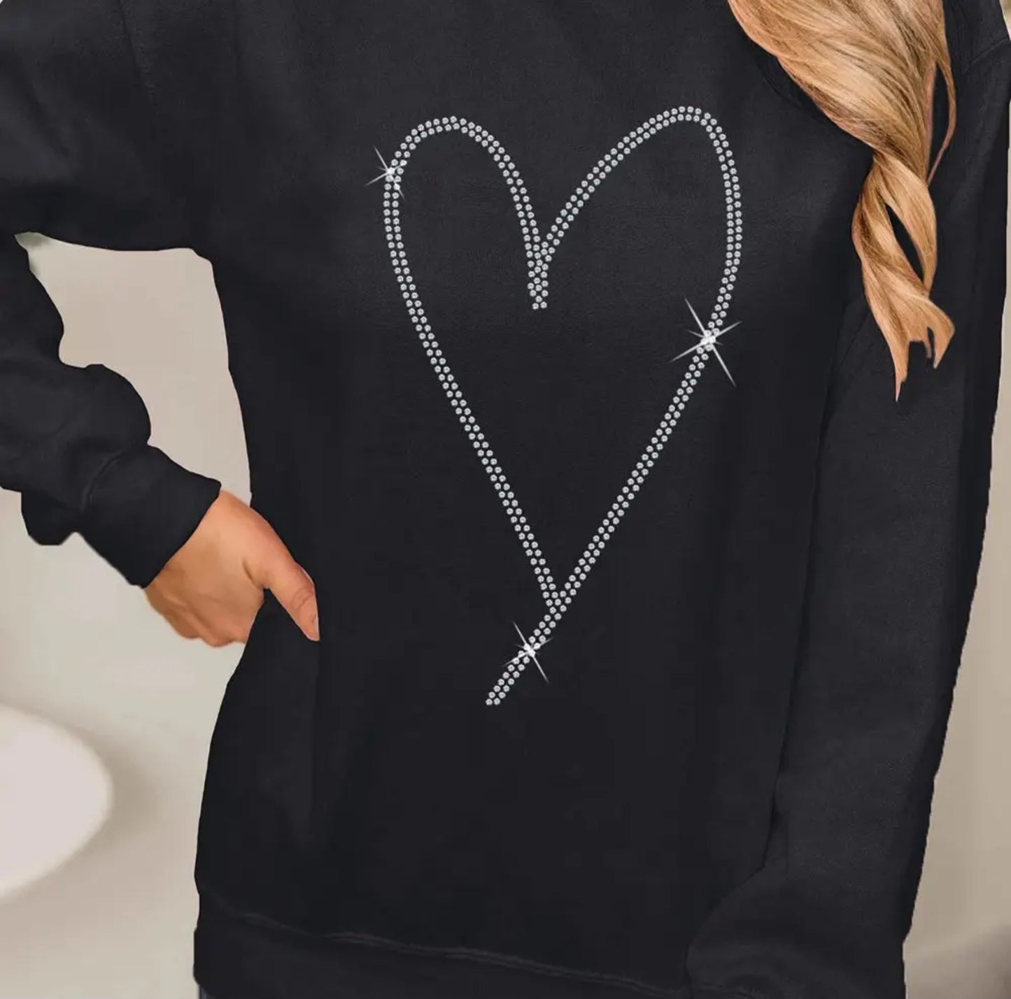 Rhinestone Heart Crewneck