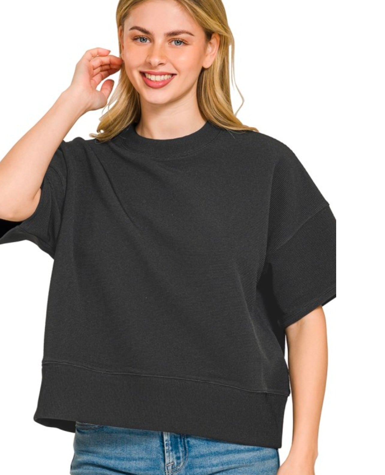 Ribbed Waist Banded Tee Shirt