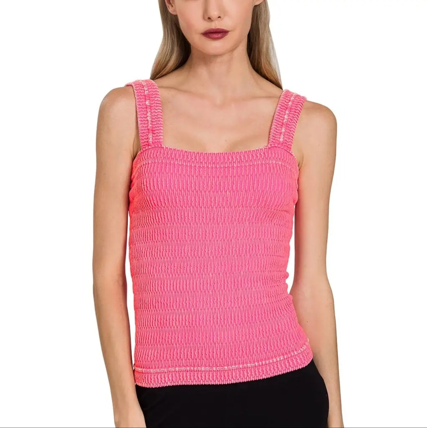 Seamless Winkle Tone Washed Tank Top