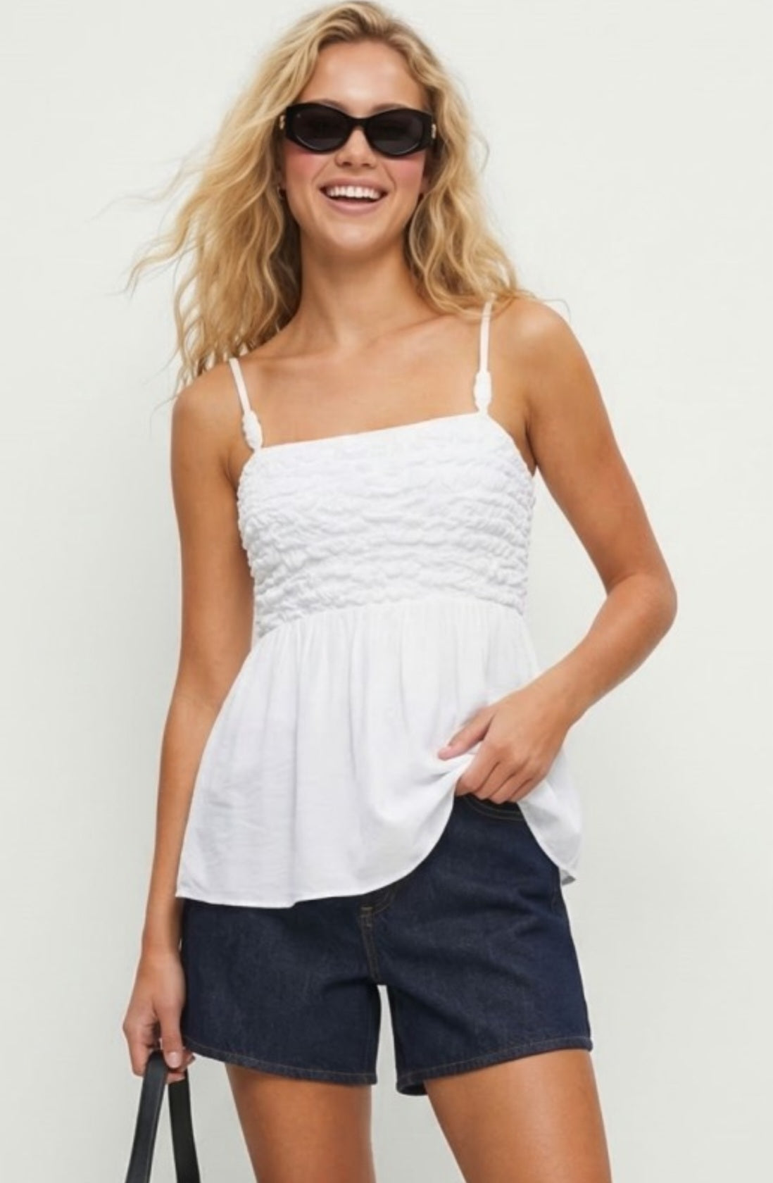 Cord Detail Smocking Top