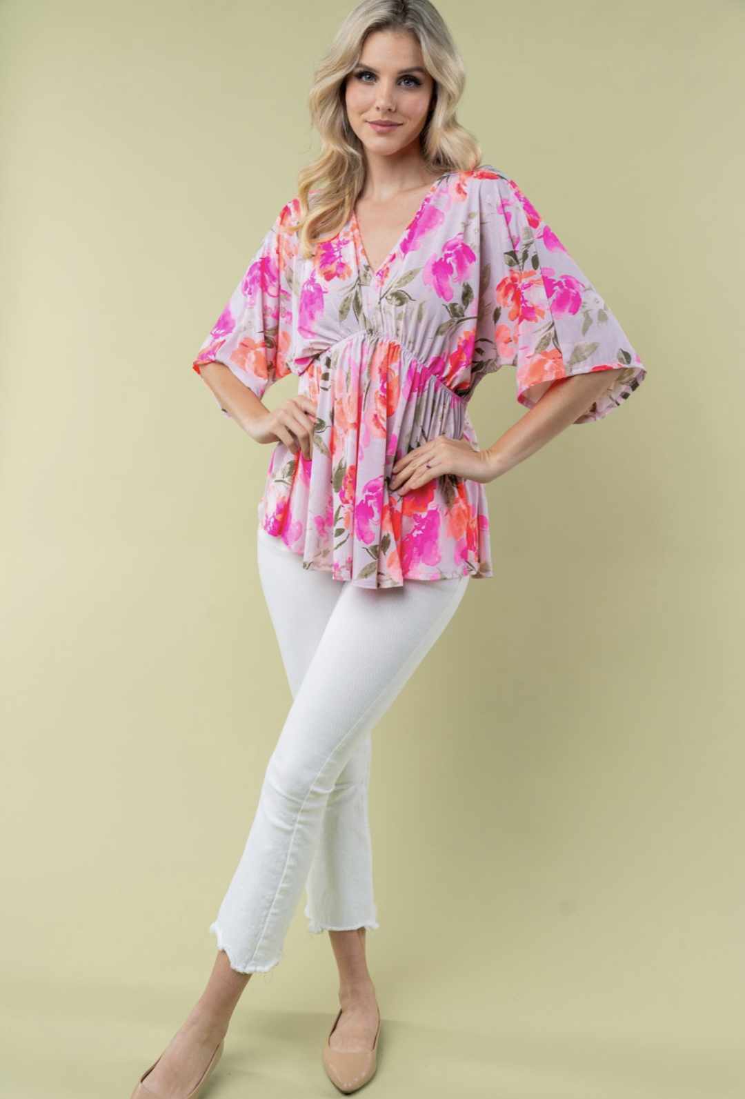 Neon Pink/Peach Flowy Top