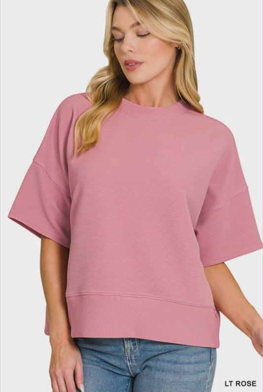 Ribbed Waist Banded Tee Shirt