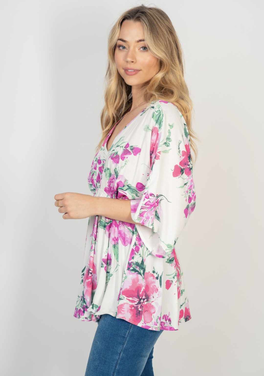 Half Sleeve Floral Print Top