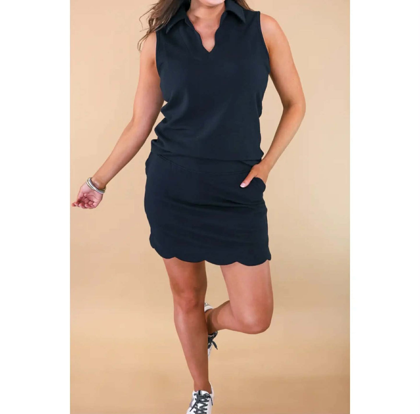 Make It Count Textured Skort Set