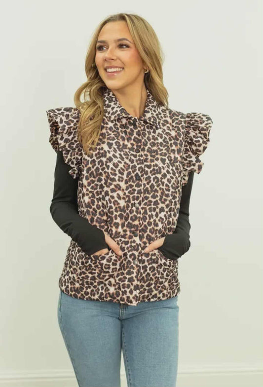Quilted Leopard Puffer Vest