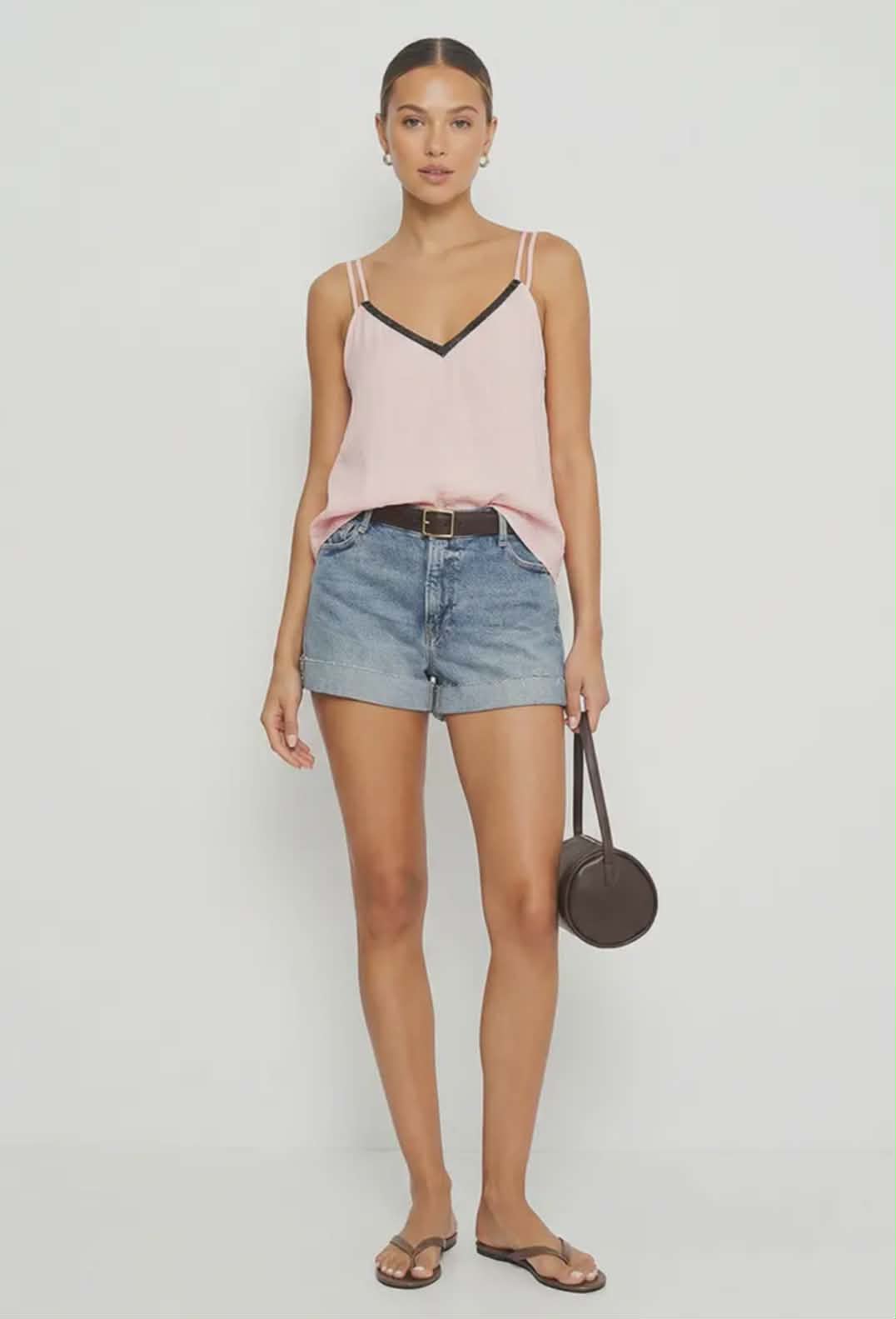 Rhinestone V-neck Double strap Cami