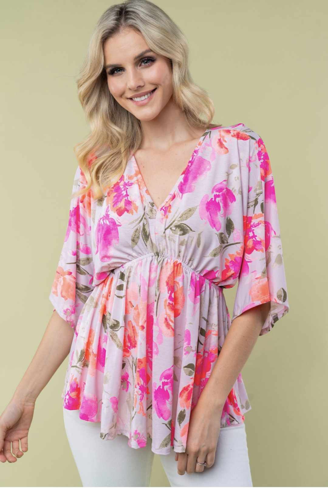 Neon Pink/Peach Flowy Top