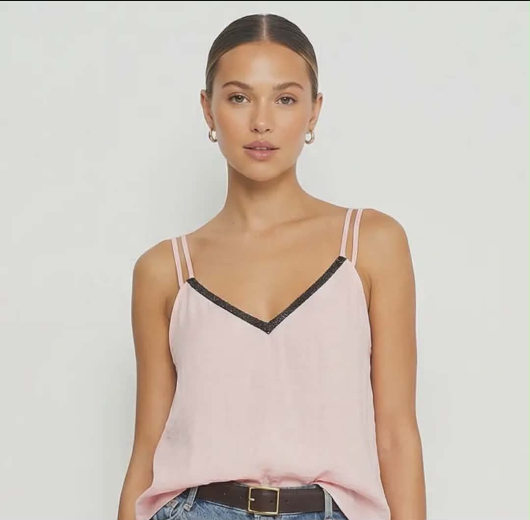 Rhinestone V-neck Double strap Cami