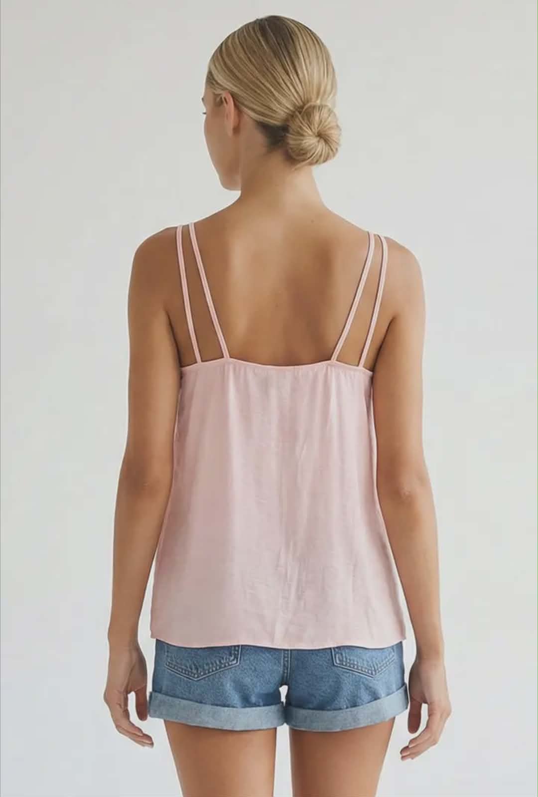 Rhinestone V-neck Double strap Cami