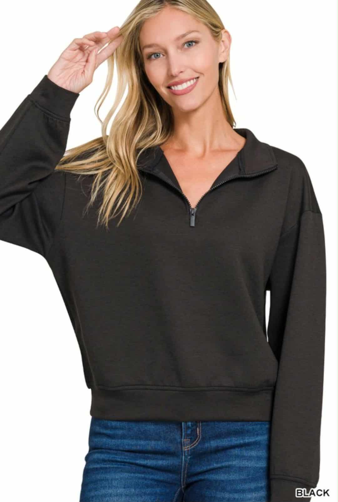 Scuba Half Zip Cropped Pullover