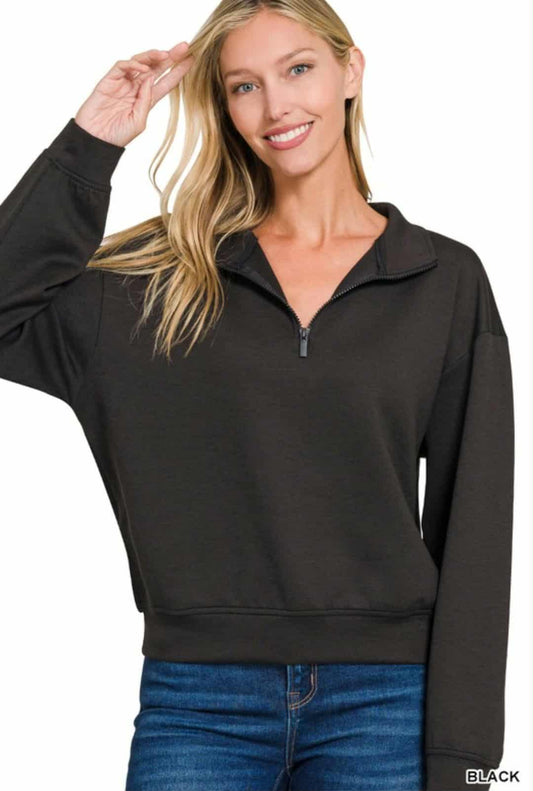 Scuba Half Zip Cropped Pullover