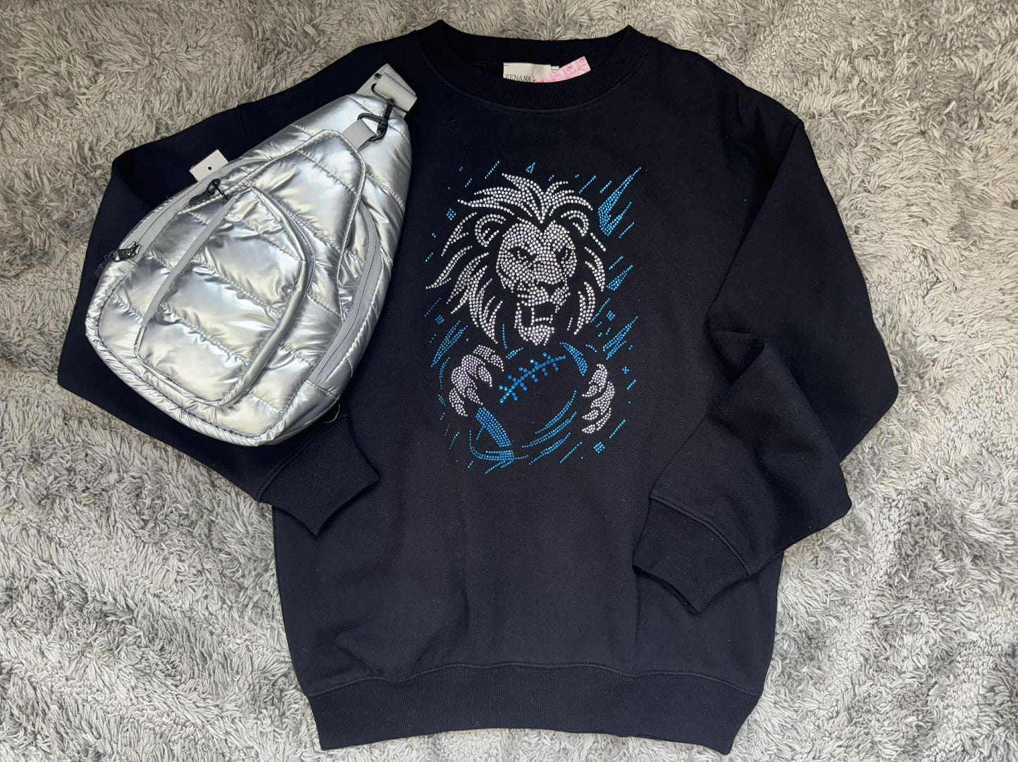 Rhinestone Lion with Football Crew