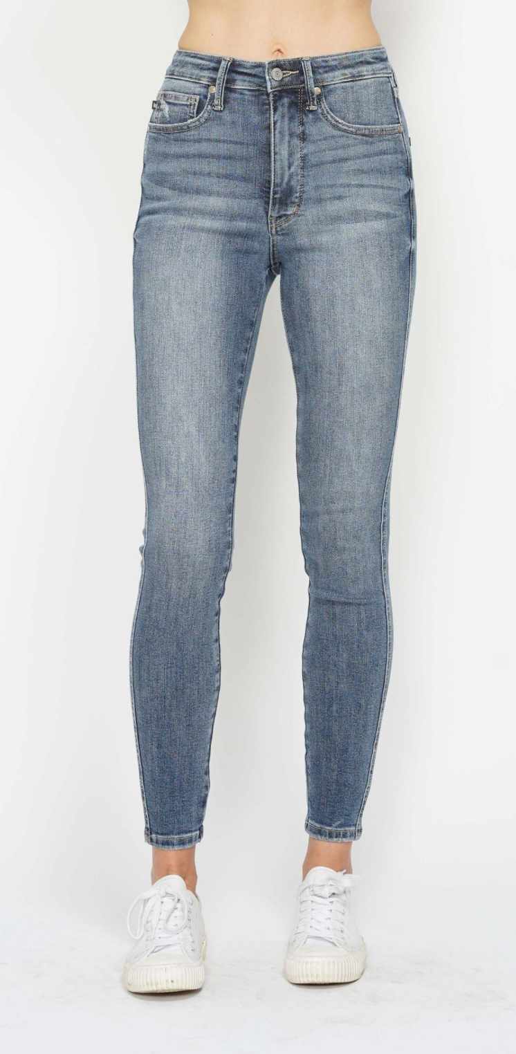 Judy Blue High Waist Tummy Control Contrast Wash  Skinny