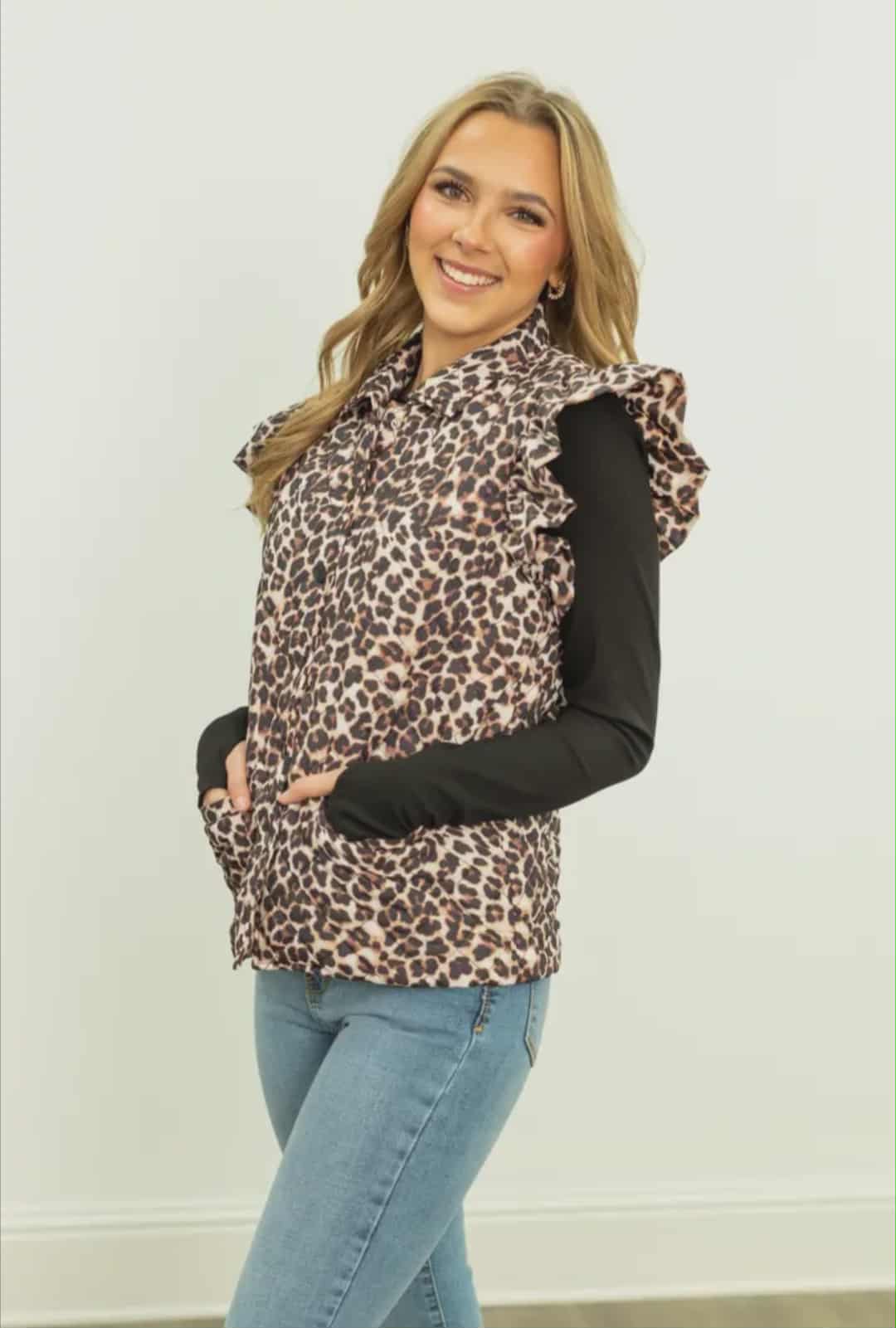 Quilted Leopard Puffer Vest