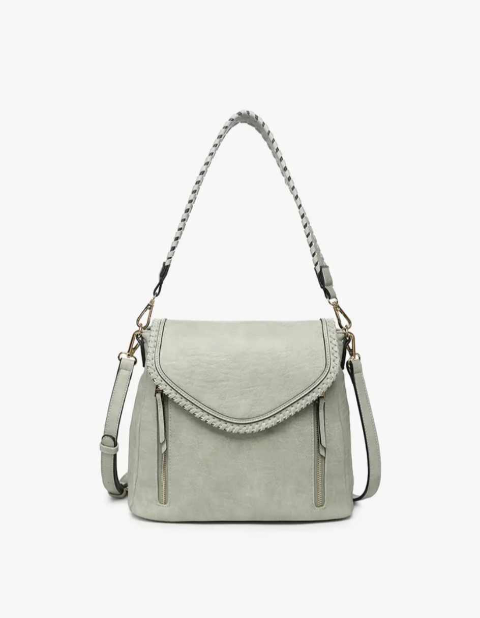 Double Zip Whipstitch Trim Crossbody