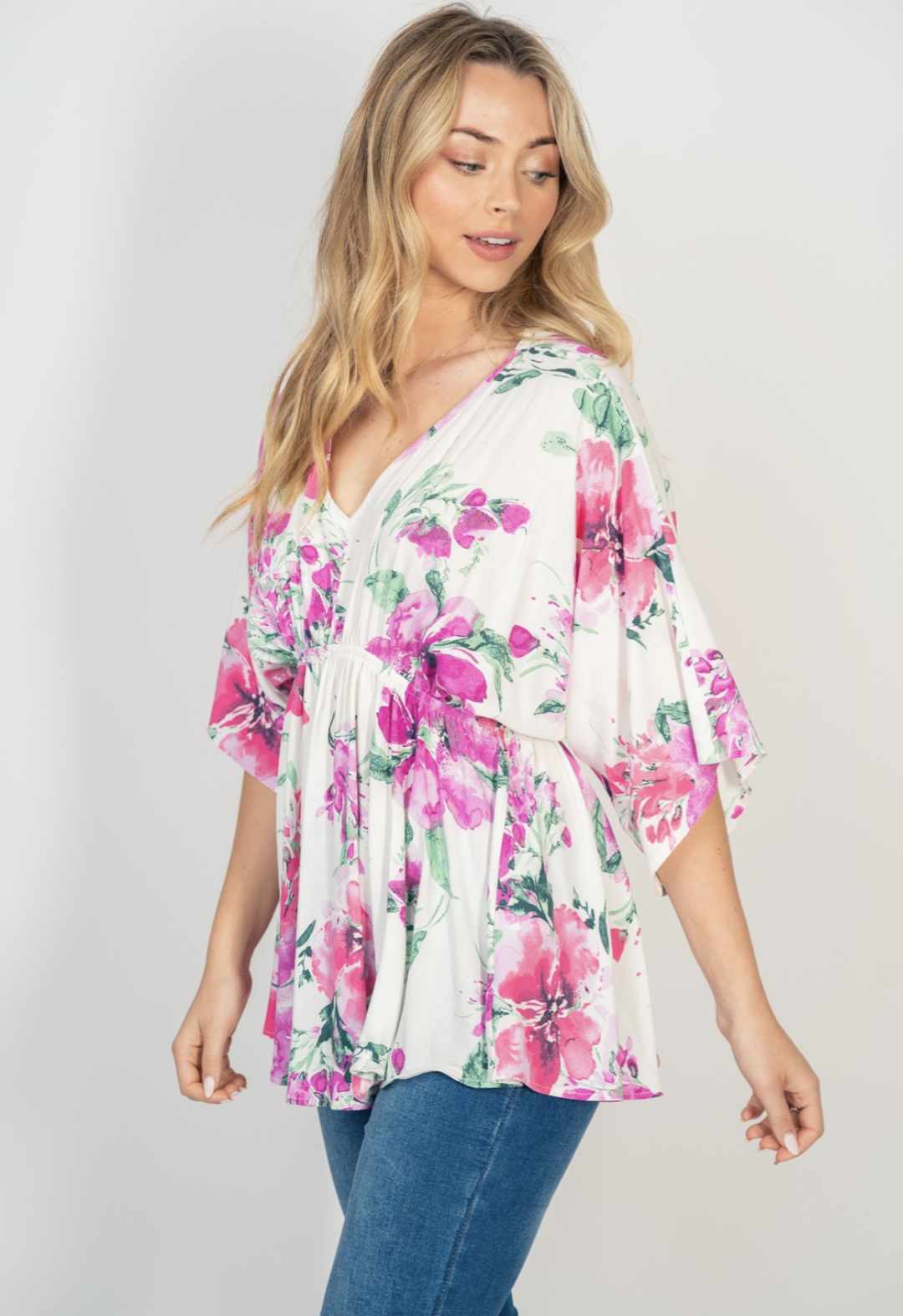 Half Sleeve Floral Print Top