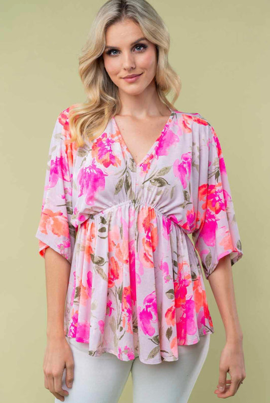 Neon Pink/Peach Flowy Top