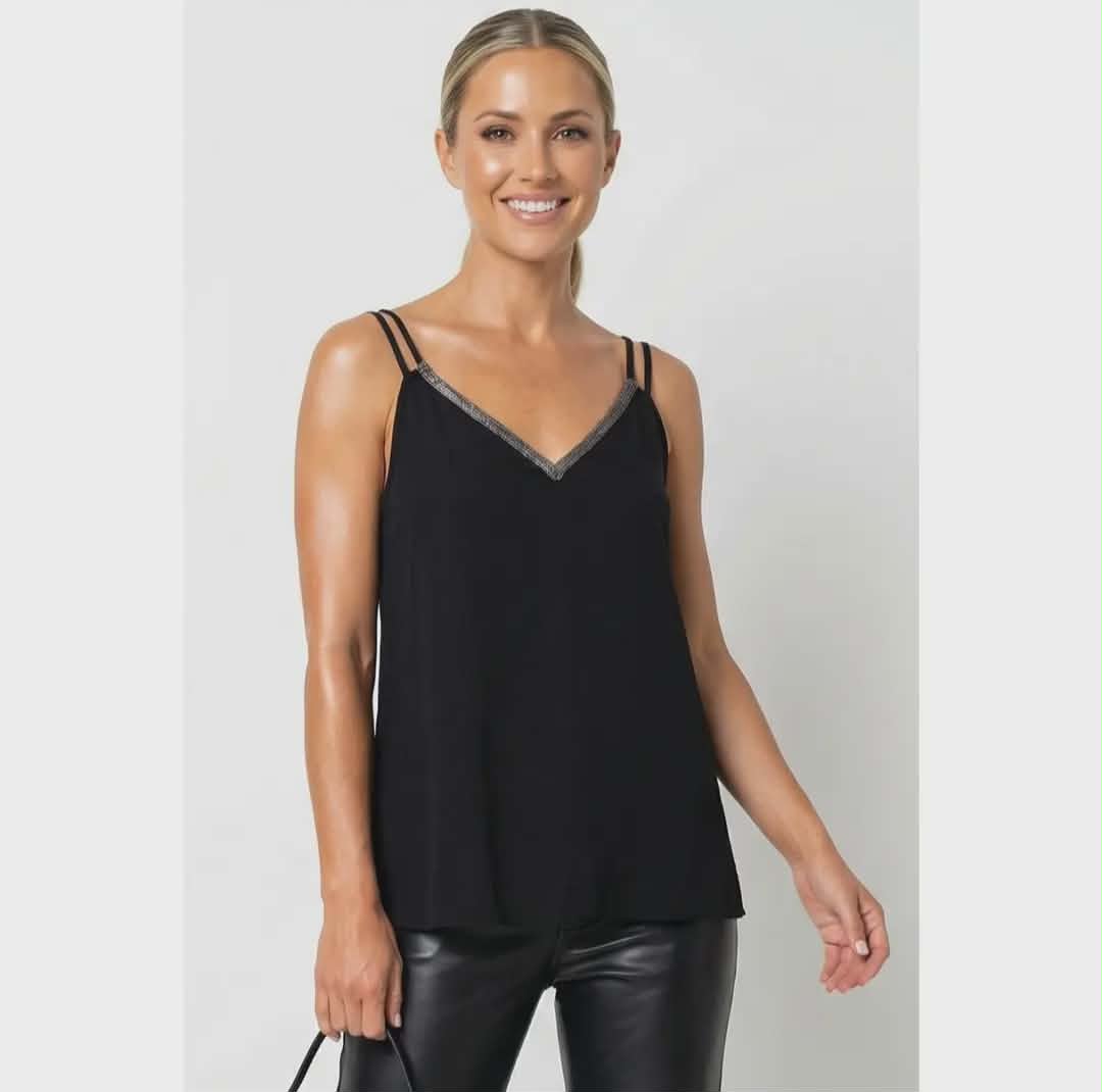Rhinestone V-neck Double strap Cami