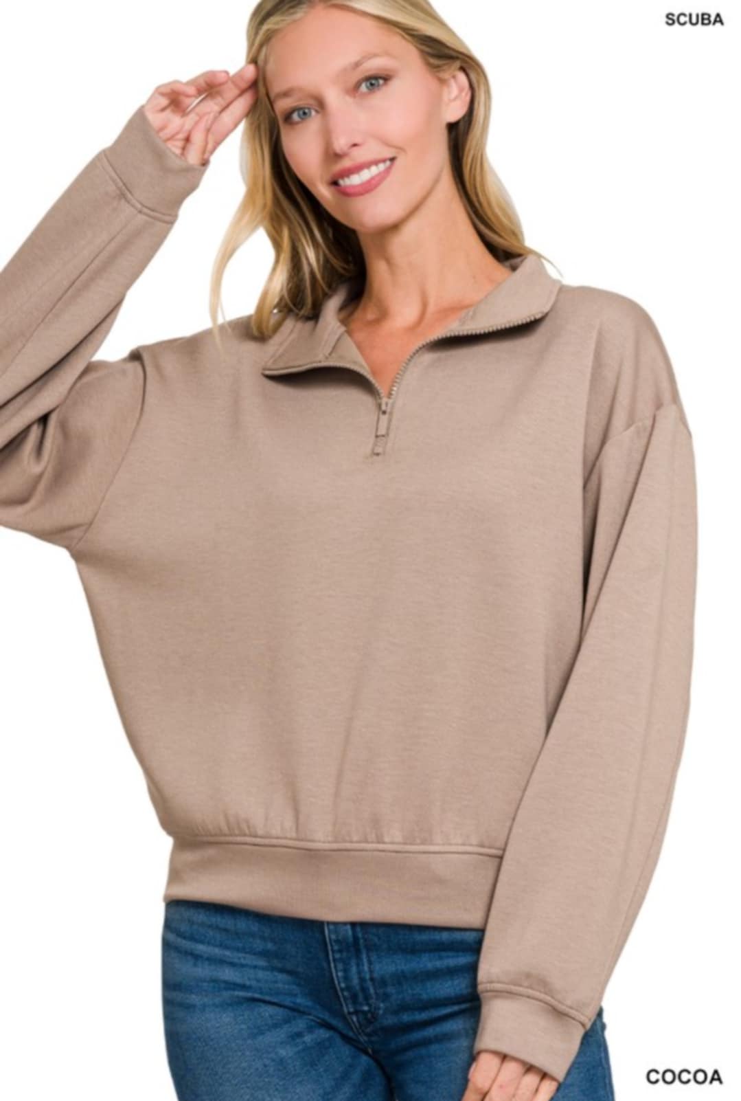 Scuba Half Zip Cropped Pullover