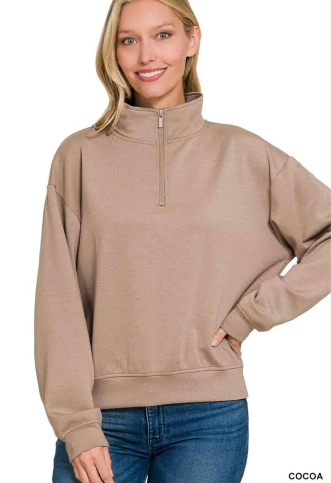 Scuba Half Zip Cropped Pullover