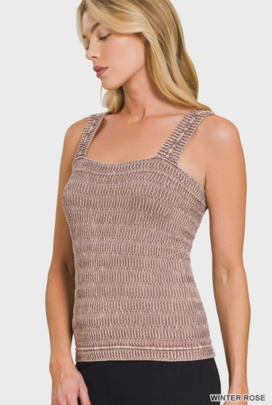 Seamless Winkle Tone Washed Tank Top