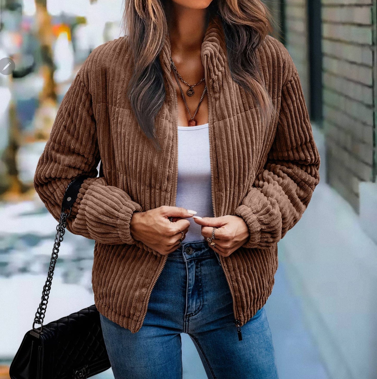 Brown Corduroy Puffer Jacket