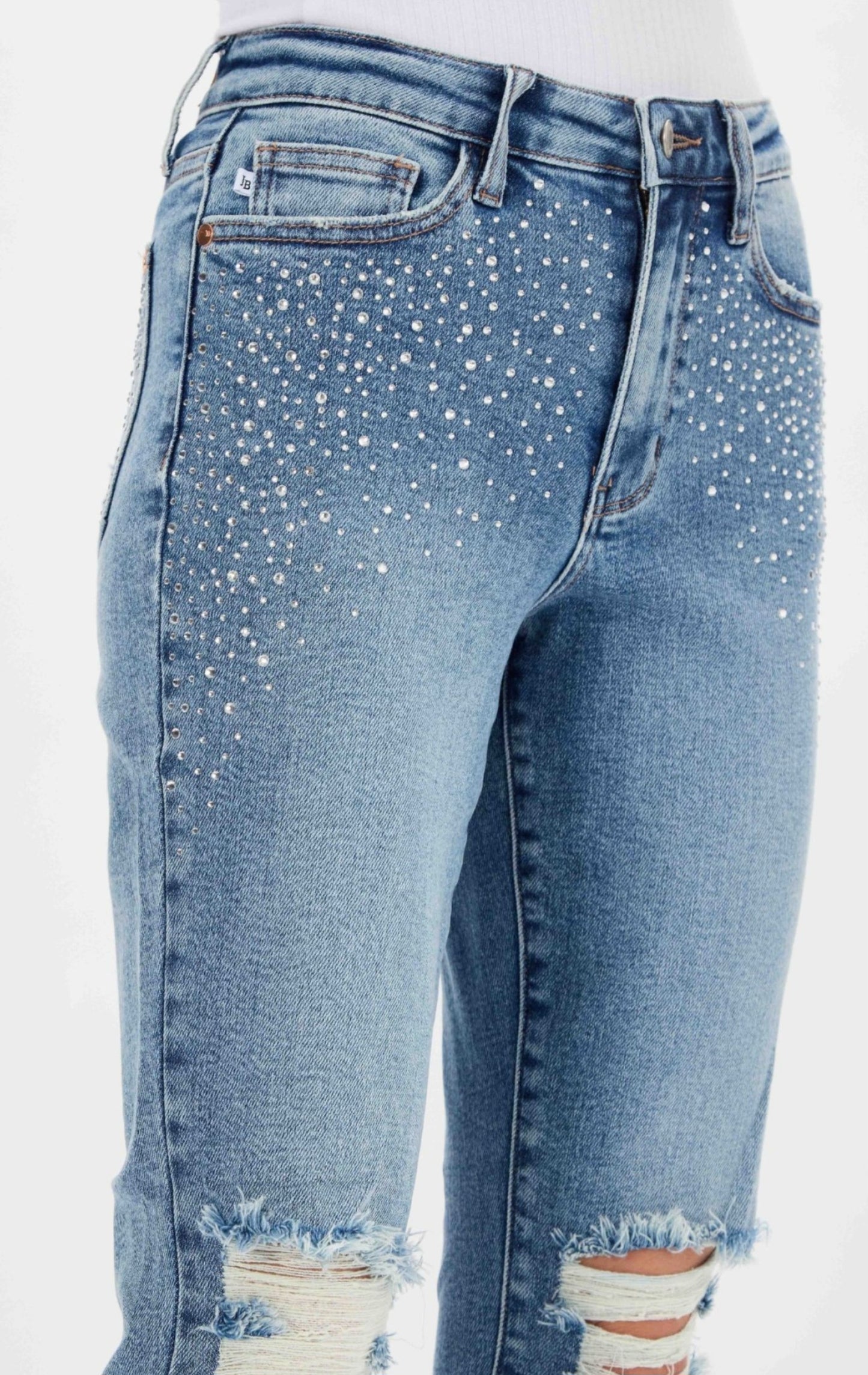 Judy Blue High Waist Rhinestone Embellished Destroy Slim Fit