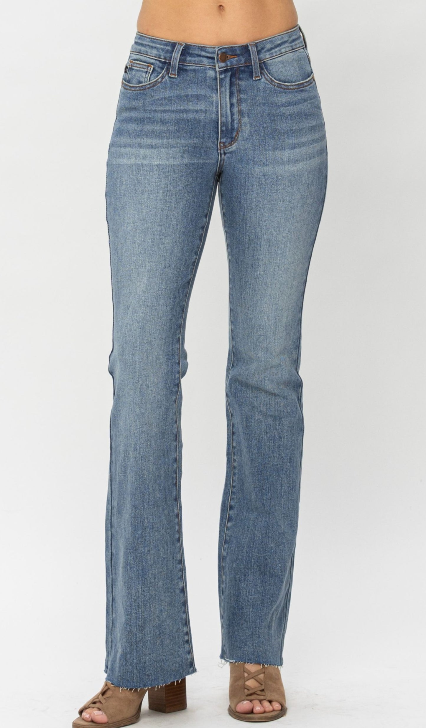 Judy Blue Mid Rise Raw Hem Boot Cut