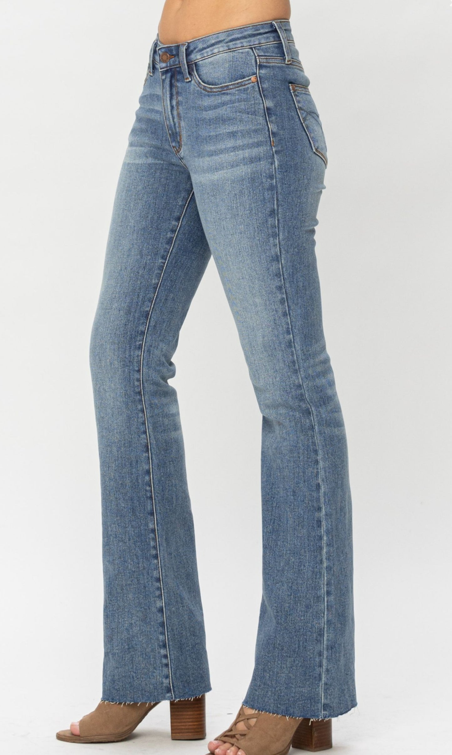 Judy Blue Mid Rise Raw Hem Boot Cut