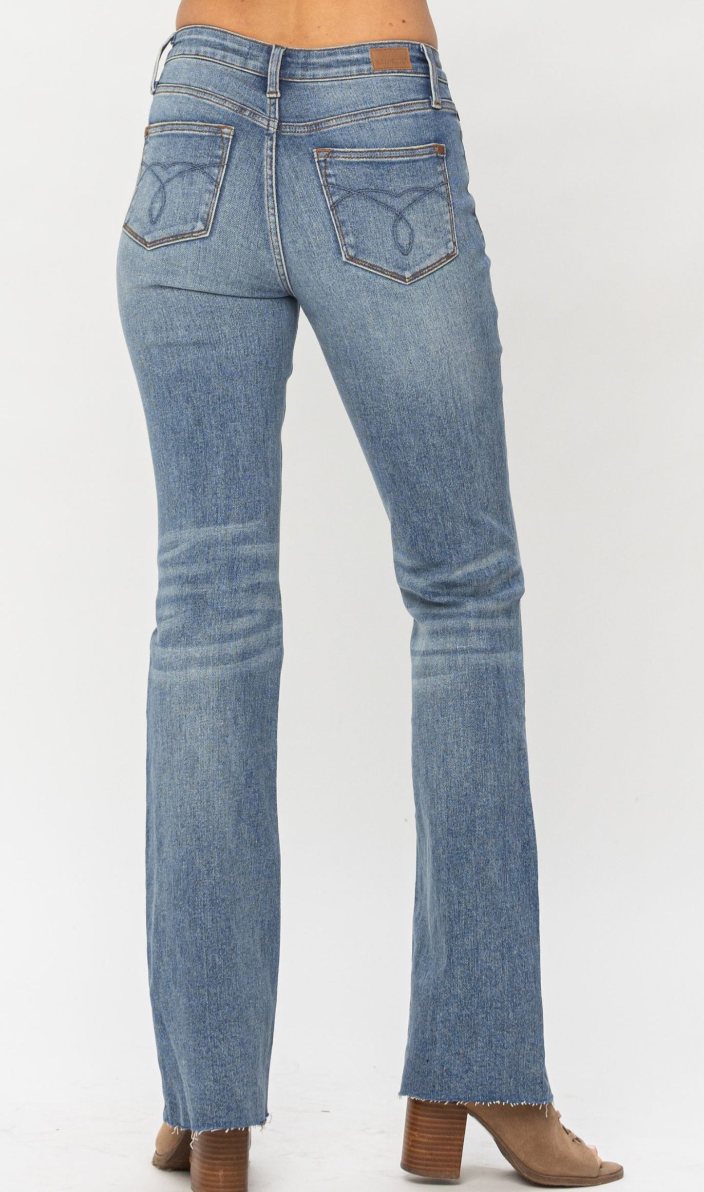 Judy Blue Mid Rise Raw Hem Boot Cut