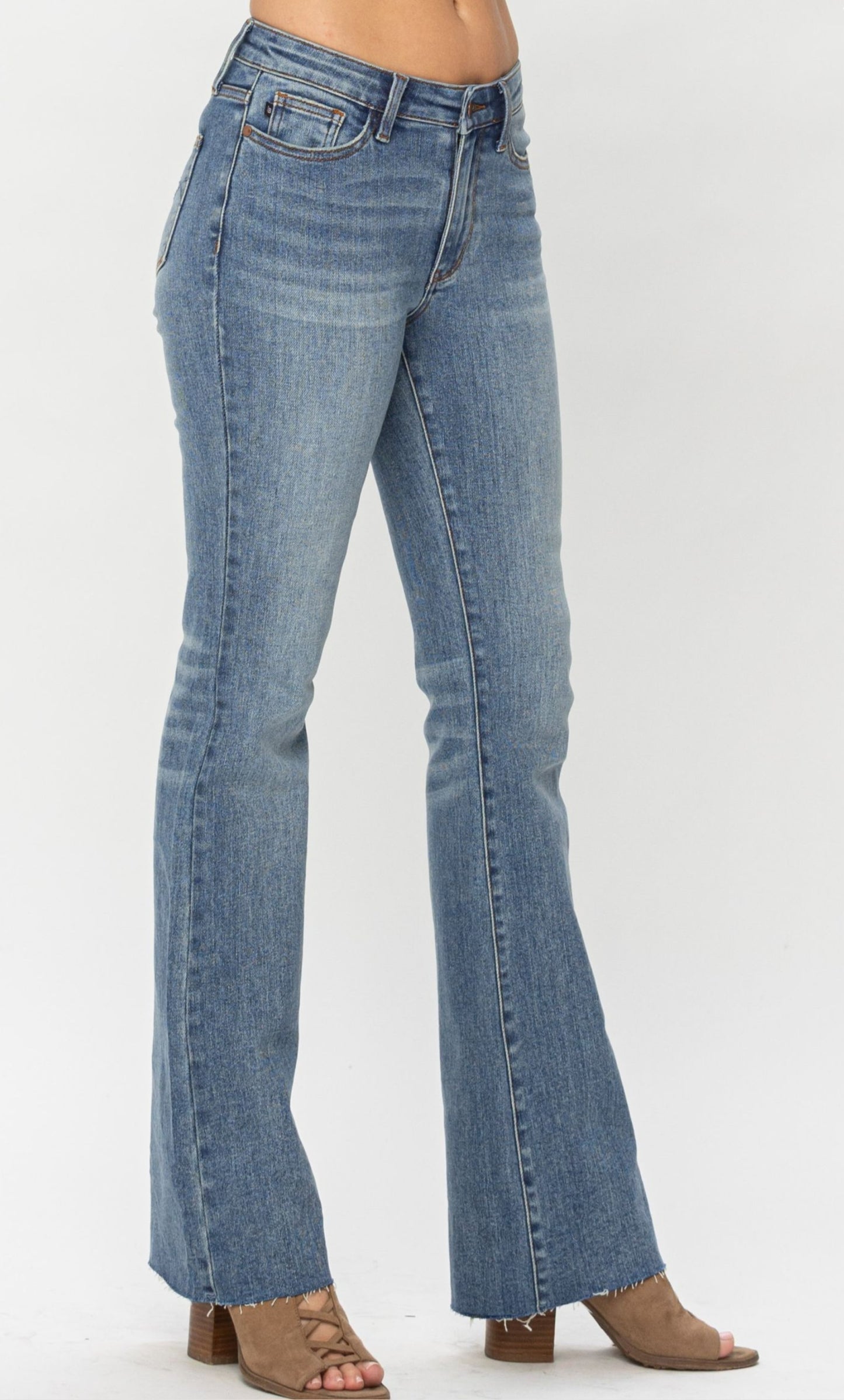 Judy Blue Mid Rise Raw Hem Boot Cut